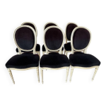 Ensemble de 6 chaises de style louis xvi en bois patin