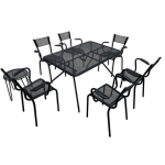 Ensemble de 6 fauteuils et table en mtal perfor 1950