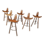 Ensemble de 6 tabourets de bar brutalistes, ann�es 1960