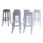 Ensemble de 6 tabourets charles ghost grands par philippe starck pour kartell