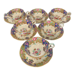 Ensemble 6 tasses et ss tasses porcelaine anglaise milieu xixeme Ensemble 6 tasses et ss tasses porcelaine anglaise milieu xixeme