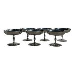 Ensemble de 6 verres m�tal / coupes � glace en inox sur pied vintage