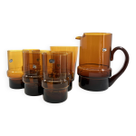 Ensemble de 6 verres  orangeade / pichet / seau  glace italy 1970