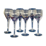 Ensemble de 6 verres  vin en cristal peint  la main - design vitrail artisanal unique
