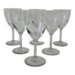 Ensemble de 6 verres vin �vas�s en cristal grav� ann�es 30 - 40