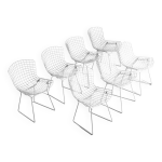 Ensemble de 7 chaises en fil de fer laqu blanc par harry bertoia pour knoll, annes 1970