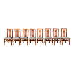 Ensemble de 8 chaises de salon en teck, dossiers hauts et assises zbres