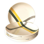 Ensemble de 9 assiettes creuses , à soupes motifs jaunes et verts Ensemble de 9 assiettes creuses , à soupes motifs jaunes et verts
