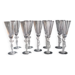 Ensemble de 9 flutes en cristal pied vénus et bacchus, vannes et bayel Ensemble de 9 flutes en cristal pied vénus et bacchus, vannes et bayel