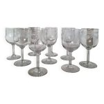 Ensemble de 9 verres  vin blanc anciens meisenthal pasteur graveur empire