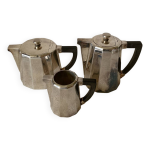 Ensemble art dco verseuses  caf et  th + pot  lait mtal argents et baklite