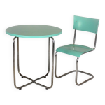 Ensemble bauhaus en acier tubulaire, table ronde et chaise par mart stam, annes 1930
