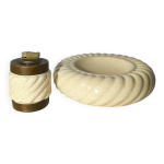 Ensemble de briquet et cendrier en c�ramique et laiton par tommaso barbi, italie, ann�es 1960.