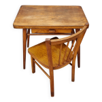 Ensemble bureau et chaise d colier en bois baumann, annes 50 - 60
