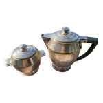 Ensemble cafetière et sucrier métal argenté art deco Ensemble cafetière et sucrier métal argenté art deco