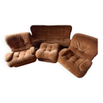 Ensemble canapé et fauteuils velours Ensemble canapé et fauteuils velours