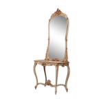 Ensemble console et son miroir en bois laqu style louis xv