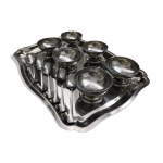 Ensemble coupes  glace, cuillres et plateau en inox