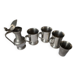 Ensemble cruche et timbales en tain