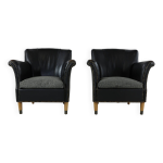 Ensemble de deux fauteuils club en cuir design danois Ensemble de deux fauteuils club en cuir design danois