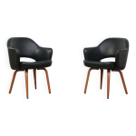 Ensemble de deux fauteuils en cuir eero saarinen pour knoll