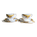 Ensemble de deux trios caversham (tasse, soucoupe et assiette carr�e), angleterre, ann�es 1940