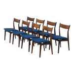 Ensemble de huit chaises de salle  manger en bois de rose hp hansen mbelindustri