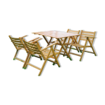 Ensemble de jardin pliant en bois vintage Ensemble de jardin pliant en bois vintage