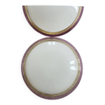 Ensemble de luminaires muraux et plafonniers encastrs en verre de murano blanc vintage avec bordure ...