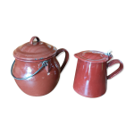 Ensemble marmite et pichet maills anciens