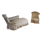 Ensemble mridienne et fauteuil crapaud napolon iii