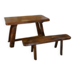 Ensemble petite table brutaliste avec banc