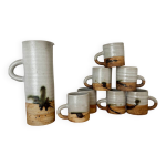 Ensemble pichet et ses 7 tasses grès émaillé poterie du colombier Ensemble pichet et ses 7 tasses grès émaillé poterie du colombier