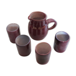 Ensemble pichet et verres en cramique violet