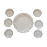 Ensemble plat et 6 ramequins en verre forme coquillage Ensemble plat et 6 ramequins en verre forme coquillage