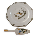 Ensemble de plat et pelle à gâteaux en porcelaine de moustiers Ensemble de plat et pelle à gâteaux en porcelaine de moustiers