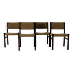 Ensemble de quatre chaises de salle  manger en bois weng par arnold merckx pour fristho holland