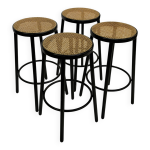Ensemble de quatre tabourets de bar vintage - design italien en sangle