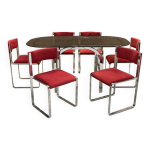 Ensemble de salle  manger annes 70 : table verre et 6 chaises