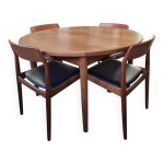 Ensemble salle  manger scandinave table et 4 chaises 1960s en teck