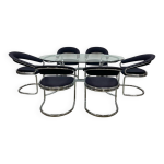 Ensemble de salle  manger tubulaire italien vintage avec chaises et table giotto stoppino