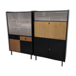 Ensemble secrétaire et vitrine vintage 1960 pieds compas design Ensemble secrétaire et vitrine vintage 1960 pieds compas design