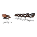 Ensemble de six chaises de salle  manger ou de confrence en teck par eugen schmidt, allemagne, 1965 ...