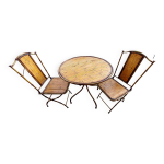 Ensemble table + 2 chaises style bambou