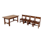 Ensemble table et 4 chaises mobilier montagne années 60 Ensemble table et 4 chaises mobilier montagne années 60