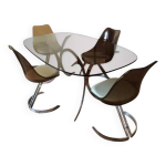 Ensemble table et 4 chaises euro steel furniture belgique 1970