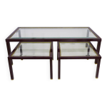 Ensemble table basse et 2 tables gigognes style pierre vandel annes 70