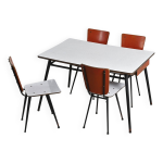 Ensemble table et chaises de cuisine par andr� sornay, lyon 1955