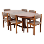 Ensemble de table et chaises en orme baumann 1970