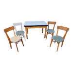 Ensemble table et chaise vintage scandinave ossature bois et dessus formica